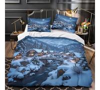 Sguardo della lince innevata copripiumino 3 pezzi stampa 3D con cerniera cerniera nascosta con federa Ritratto di animale selvatico Set Di Copripiumino for ragazzi e adolescenti Double（200x200cm）