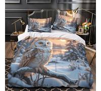 Sguardo della lince innevata Set Di Copripiumino Biancheria da letto morbida stampa 3D con federe con cerniera Ritratto di animale selvatico copripiumino for adolescenti e ragazze King（220x240cm）