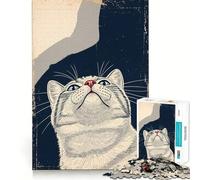 Sguardo verso l'alto︰ La prospettiva di un gatto Puzzle da 1000 pezzi Gioco di abilità mentale Montaggio stabile Nessuna parte mobile Passatempo divertente per i lunghi weekend (50x75cm)