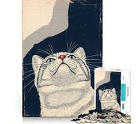 Sguardo verso l'alto︰ Puzzle da 1000 pezzi con prospettiva di un gatto,gioco di costruzione che mette alla prova la concentrazione,montaggio sicuro e stabile,divertimento in casa durante le vacanze