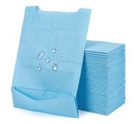 SGWEB professional Bavaglio per Anziani [100 Pezzi] Impermeabile con Tasca Raccoglicibo, Bavaglini Usa e Getta Adulti e Bambini in Cellulosa e Polietilene, Bavagli Monouso Azzurri 64x37 cm con Lacci