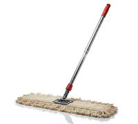 SGWEB Professional Scopa Lineare Industriale 80 cm con Spazzolone per Pavimenti, Sistema a Tasche e Panno in Cotone, Manico Cromato Ergonomico Robusto e Leggero, Mazza per Lavare a Terra Professionale