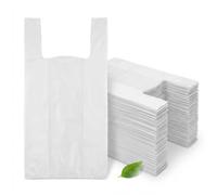 SGWEB Professional Shoppers Biodegradabili 28 x 50 cm [500 Pezzi] Sacchetti Compostabili Bianchi con Manici Resistenti per Spesa e Alimenti, Buste in Plastica Biologica da 6,5 g con Dispenser