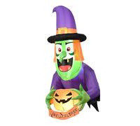 SGYEPOCFQ Halloween Decor, 4. Decorazioni gonfiabili for finestre di Halloween FT con Design a Forma di Strega Che Tiene in Mano Una Zucca, Decorazioni a LED Integrate for Interni ed Esterni(EU)