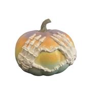 SGYEPOCFQ Halloween Decorations, Dopamina Halloween Teschio Rosa Mano Zucca Intagliata Statua Stile Gotico Resina Decorativa Artigianato Accessorio da Scrivania Decorazione Dapam