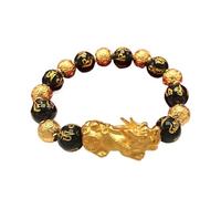 SGYEPOCFQ obsidian bracelet, Bracciale da uomo in ossidiana Pi Xiu in oro 24 carati, AU999 - Accenti, esalta l'aura, lusso discreto quotidiano(Yellow)