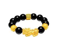 SGYEPOCFQ obsidian bracelet, Bracciale unisex in oro 24K AU999 con ossidiana Fortune Pixiu | Nuvole in rilievo con effetto fosforescente, mistico for eventi(Red)