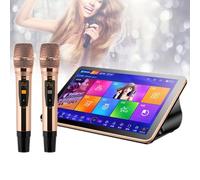 SgyGlyn Karaoke Portatile, Lettore all in One da 18,5 Pollici, Schermo Touch Capacitivo a LED, Microfono Wireless Professionale, per Famiglia, Bar, Festa,Black-3TB