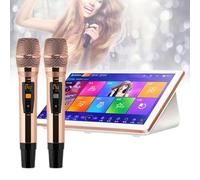 SgyGlyn Karaoke Portatile, Lettore all in One da 18,5 Pollici, Schermo Touch Capacitivo a LED, Microfono Wireless Professionale, per Famiglia, Bar, Festa,White-8TB