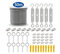 SGYM 56 Pz/set 50 Metri In Acciaio Rivestito In PVC Cavo Flessibile Cavo Morbido Trasparente Stendibiancheria In Acciaio Inox Diametro 2mm Kit