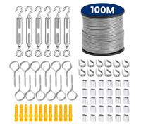 SGYM 73 Pz/set 100 Metri In Acciaio Rivestito In PVC Cavo Flessibile Cavo Morbido Trasparente Stendibiancheria In Acciaio Inox Diametro 2mm Kit