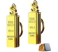 SGZIOO 2PCS Permanente Accendino Portachiavi, a Forma di Lingotto d'Oro, Accendino Fiammifero Infinito, Accendino Personalizzato, Portachiavi Accendino per Emergenze all'Aperto Regali per Gli Uomini