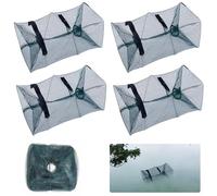 SGZIOO 4 Pezzi di Nassa da Pesca, Trappola per Anguille per la Pesca, Trappole per Granchi Esca Pieghevole, Trappole per Pesci per la Cattura Gamberetti Granchi Carpe e Pesci Piccola e Media Taglia