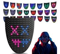 SGZIOO Maschera a LED con rilevamento dei gesti, maschera che trasforma il viso con 50 modelli a LED, maschera per Halloween per travestimenti, cosplay, feste, maschera trasformativa con illuminazione
