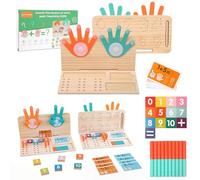 SGZIOO Montessori giocattolo educativo a partire dai 4 5 6 anni, Montessori Matematica Giocattolo Multifunzionale Montessori in Legno Double Face, Gioco Dito Matematico Regalo per Prescolare Ragazzi