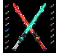 SGZIOO Spada laser per bambini, 2 pezzi di spada laser per bambini, con 15 colori e 3D, spada laser ricaricabile, spada laser retrattile 2 in 1, per cosplay War Fighters, Halloween Dress Up