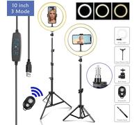 SH 10 pollici 26 cm Led Anello luminoso Fotografia Illuminazione di riempimento con supporto per treppiede Carica USB Selfie Lampada a LED per lo streaming video