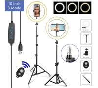 SH 10 pollici 26 cm Led Anello luminoso Fotografia Illuminazione di riempimento con supporto per treppiede Carica USB Selfie Lampada a LED per lo streaming video SH-HXD-10-08