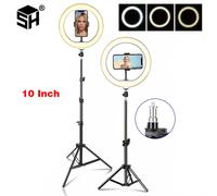 SH 26cm 10 pollici luce ad anello con treppiede carica Usb Selfie lampada a Led luce fotografica dimmerabile per Studio fotografico fotografico