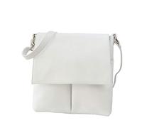 SH Leder, borsetta a tracolla e a spalla crossover, in vera pelle con grana fine, in pelle bovina, 26x25 cm, Kim G182, bianco, m