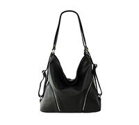 SH Leder DayPack Sara G689 - Zaino da donna 2 in 1, in vera pelle goffrata (larghezza 35 cm x altezza 34 cm x profondità 12 cm), Nero , L