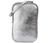 SH Leder Jana G269 - Borsa a tracolla da donna, in vera pelle, con mini messaggero, rimovibile, regolabile, fino a 6,8 pollici, 11 x 18 cm, argento, s