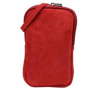 SH Leder Jana G269 - Borsa a tracolla da donna, in vera pelle, con mini messaggero, rimovibile, regolabile, fino a 6,8 pollici, 11 x 18 cm, rosso camoscio., S