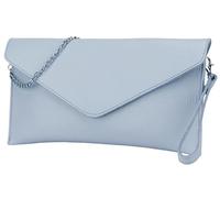 SH Leder Saya G369 - Borsa a tracolla in vera pelle, con catena di trasporto, 31,5 x 16,5 cm, Azzurro, s