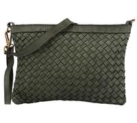 SH Leder Selina G752 - Borsa a tracolla in vera pelle, con chiusura lampo, misura media, 28 x 20 cm, verde oliva