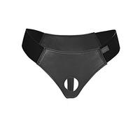 Sh! Perizoma Strap-On Imbracatura Large/Nero Veloce & Facile In Pelle Morbida Panty-Style StrapOn