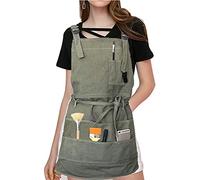 SH-RuiDu Grembiule regolabile da officina, con cinghie incrociate sul retro e tasche per attrezzi, grembiule da lavoro in tela per pittura artistica, per uomini e donne, Come mostrato, M