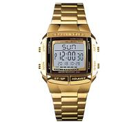 SH-RuiDu Orologio digitale da uomo, impermeabile fino a 30 m, orologio business con 2 orari, sveglia, cronometro, conto alla rovescia, funzione timer, alla moda, lussuoso, retrò, orologio da polso