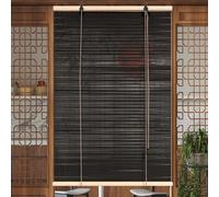 Sh000ad Tenda a Rullo in bambù Nero,Tende a Pacchetto retrò,Tapparella Avvolgibile in bambù per Protezione Privacy delle Finestre,Parasole per Interni ed Esterni,Larghezza x Altezza (100cm x 120cm)