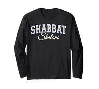 Shabbat Shalom ebraico Saluto retrò Blu Varisty Lettere Maglia a Manica