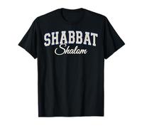 Shabbat Shalom ebraico Saluto retrò Blu Varisty Lettere Maglietta