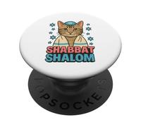 Shabbat Shalom gatto in stile ebraico israeliano ebraico PopSockets PopGrip Adesivo