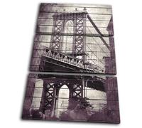 Shabby Chic Brooklyn Bridge City TREBLE TELA parete arte foto stampa