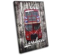 Shabby Chic London Bus Urban SINGLE TELA parete arte foto stampa