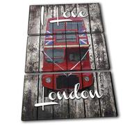 Shabby Chic London Bus Urban TREBLE TELA parete arte foto stampa