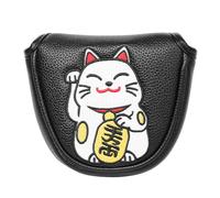SHABIER Maneki-Neko - Coprimazza per mazza da golf, con motivo gatto portafortuna Maneki-Neko, per mazza da golf, colore: Nero
