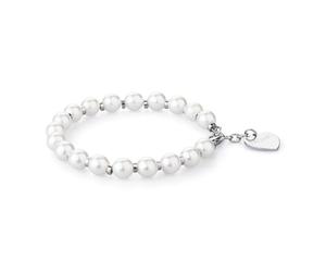 SHAC4 S'AGAPÒ HAPPY BRACCIALE PER CHARMS CON PERLE BIANCHE