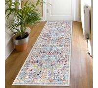 SHACOS Tappeto Runner Ingresso Vintage 60x180cm Tappeto Passatoia per Corridoio Grigio Antiscivolo Pelo Corto Tappeto Ingresso Interno Lungo per Corridoio, Salotto, Camera da Letto, Bagno