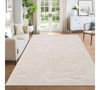 SHACOS Tappeto Salotto Moderno Crema 120x160cm Motivo Geometrico Tappeti Soggiorno Pelo Corto Antiscivolo Lavabili, Effetto 3D, Tappeti di Zona per Camera da Letto