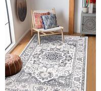 SHACOS Tappeto Salotto Stile Bohémien Retrò, Pelo Corto Tappeto Morbido Camera da Letto Antiscivolo e Lavabile Tappeti Moderni Soggiorno Tappeti di Zona, Grigio Scuro, 160 x 220 cm
