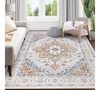 SHACOS Tappeto Vintage Salotto 160x230CM Grande Tappeto Tradizionale Pelo Corto Antiscivolo Tappeto Lavabile Ultrasottile Boho Tappeti per camera da letto sala da pranzo, Arancione Tappeto