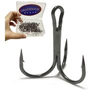 Shaddock Fishing®, ami da pesca in acciaio ad alto tenore di carbonio, 35647, confezione da 100 pezzi, colore nero, piccoli, di forma rotonda, con tre ganci, 14#-100PCS