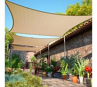 ShadeMart SMTAPR0814 - Tenda da sole rettangolare, 2,1 x 4,6 m, colore beige sabbia, SPF 50, tessuto permeabile all'acqua e all'aria e resistente ai raggi UV, resistente, per tettoie e terrazze, per