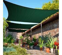 ShadeMart SmTAPR1416 - Tenda parasole rettangolare da 2,4 x 3 m - Tenda parasole verde UPF50 - Tenda parasole in tessuto impermeabile e resistente ai raggi UV, molto resistente, per ripari auto
