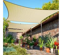ShadeMart Tenda da sole quadrata LSF50 in tessuto impermeabile e traspirante, resistente ai raggi UV, per tettoie e terrazze, per esterni, 35,6 x 35,6 cm, beige