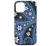 Shades Of White Black Flower Zen Swirl Art Boho Paisley Blu Custodia per iPhone 12/12 Pro